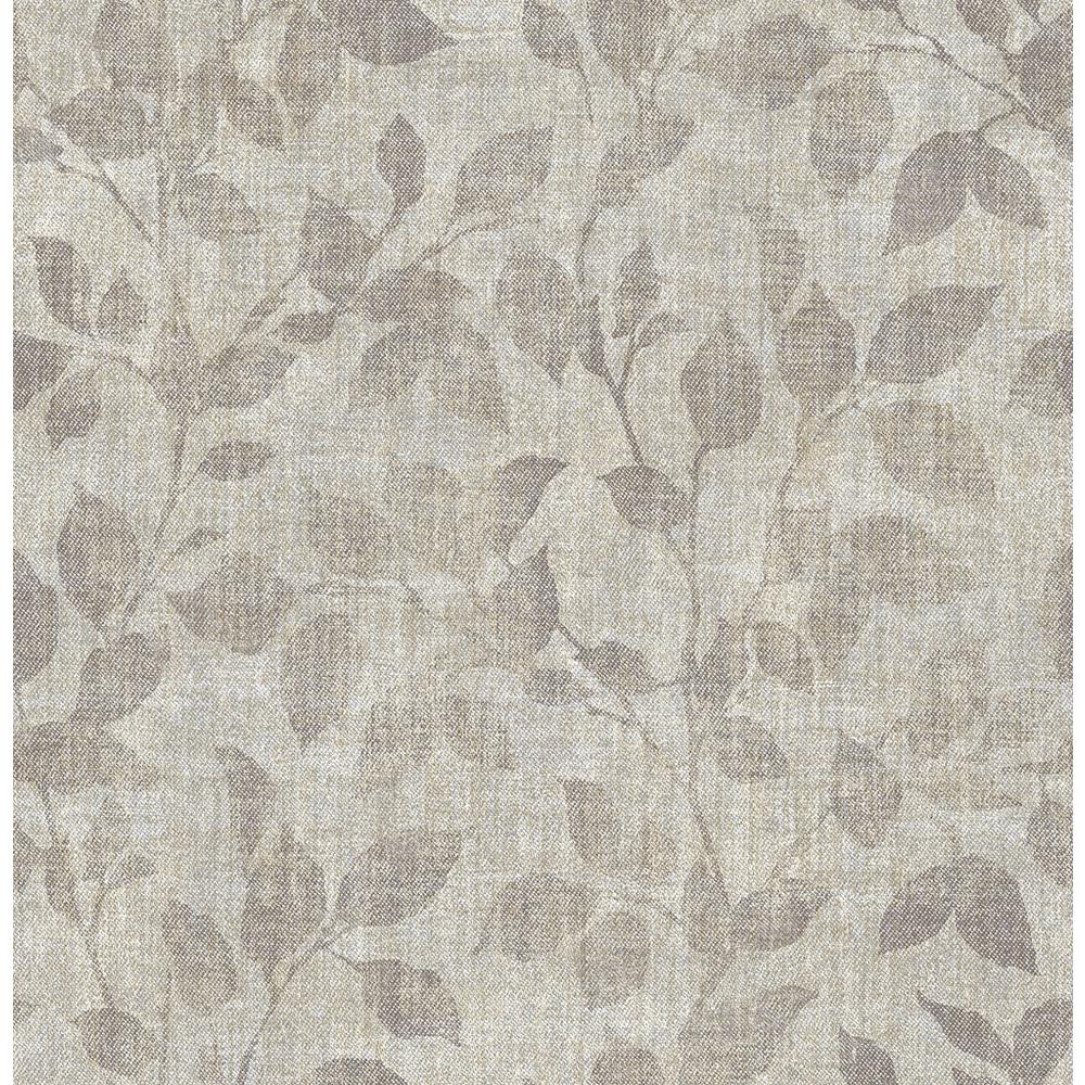 Chesapeake 8 in. x 10 in. Gramercy Park Pewter Leaf Wallpaper Sample ...