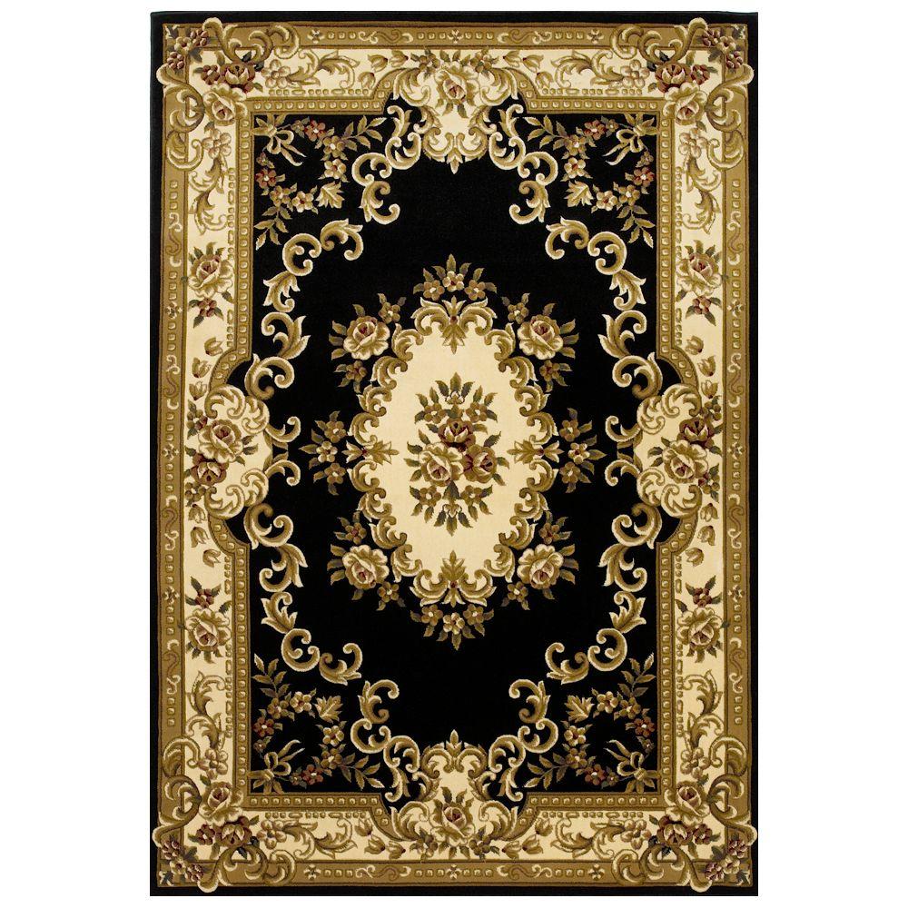 Kas Rugs Elegant Aubusson Black 2 ft. 3 in. x 3 ft. 3 in. Area Rug