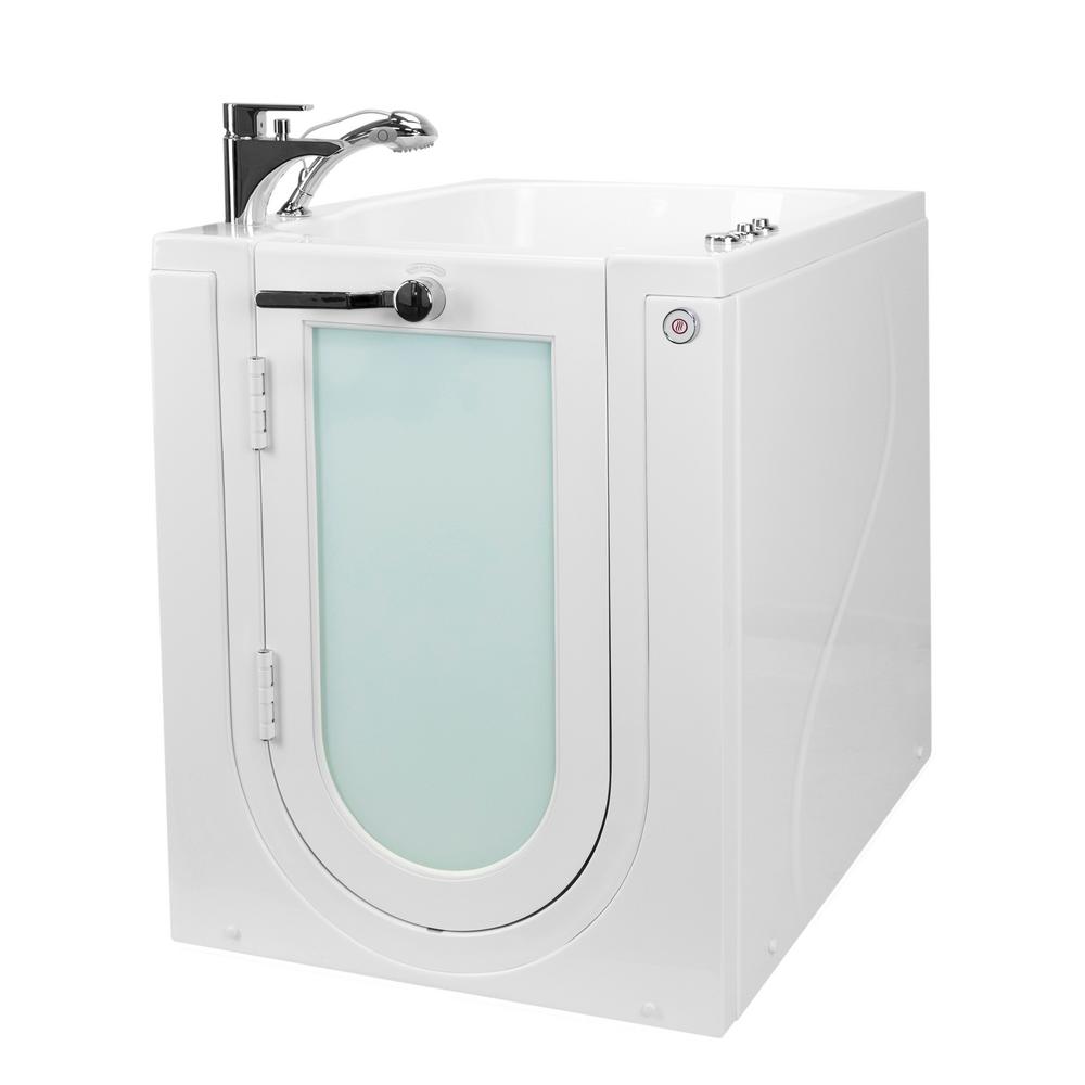 Ella Front Entry 32 in. x 40 in. Walk-In Whirlpool and Micro Bubble Air Bathtub in White with Heated Seat Fast Fill & Drain For Sale