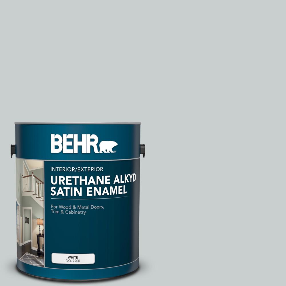 BEHR 1 gal. 720E2 Light French Gray Urethane Alkyd Satin Enamel Interior/Exterior Paint790001