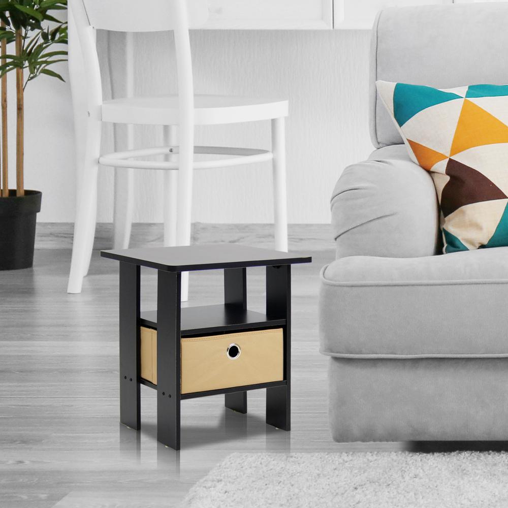 Furinno Home Living Espresso Storage End Table (Set of 2)211157EX