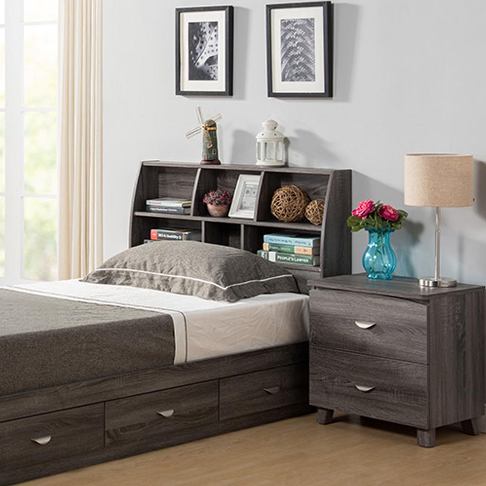 Benzara Contemporary Style Gray Twin Size Bookcase Headboard BM141892 The Home Depot