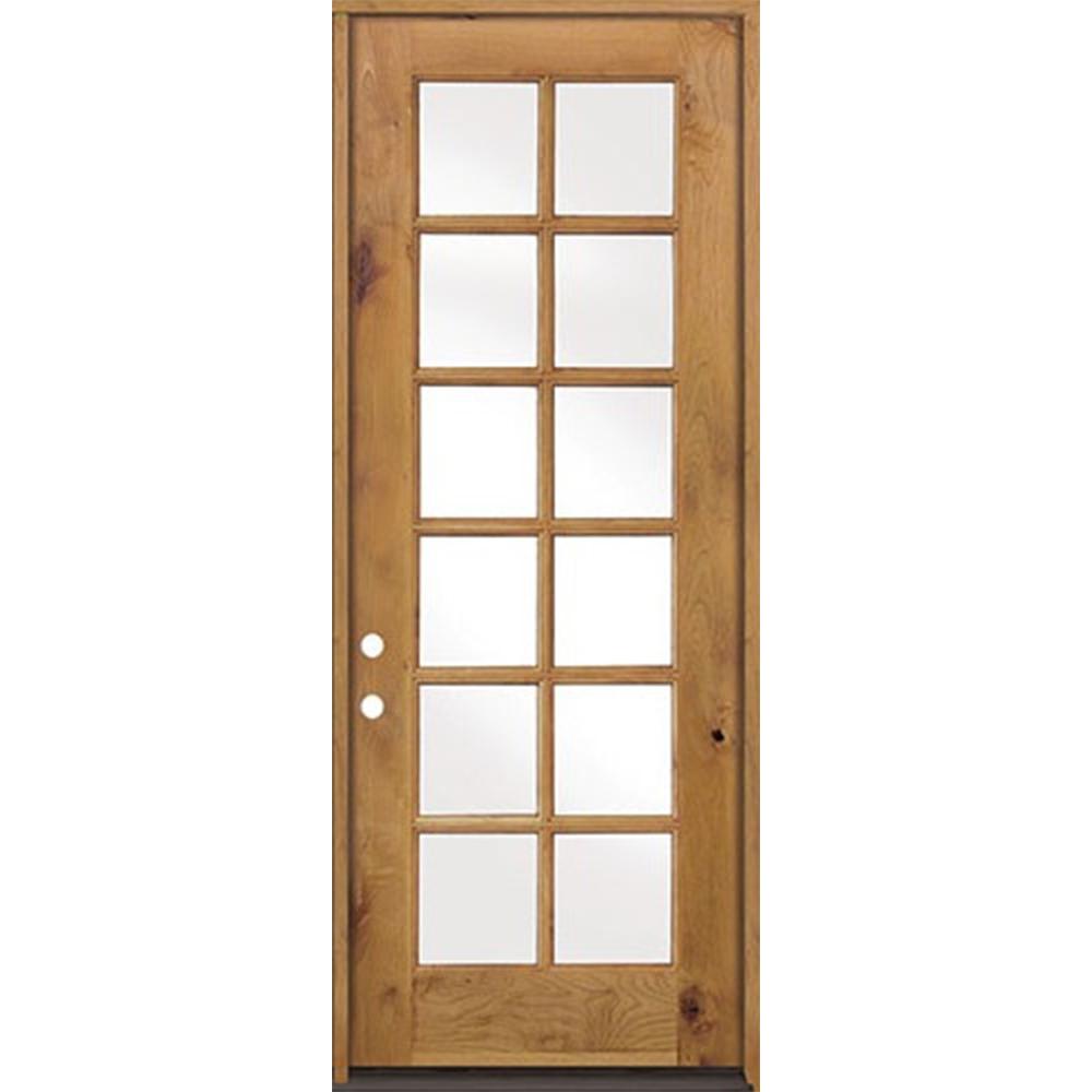 Krosswood Doors 36 In X 96 Classic French Alder 12 Lite Clear Classic French Alder 12 Lite Clear Low E Glass Right Hand Unfinished Wood Exterior Prehung Front Door