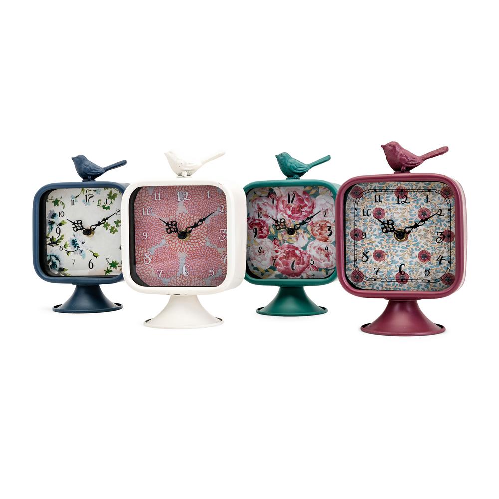 Stonebriar Collection 4 in. x 3 in. Weathered White Tabletop ClockSB