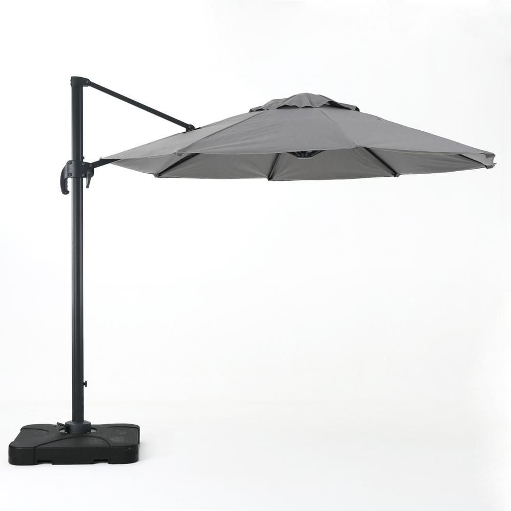 Noble House 9 83 Ft Aluminum Cantilever Tilt Patio Umbrella In Gray Aluminum Cantilever Tilt Patio Umbrella In Gray