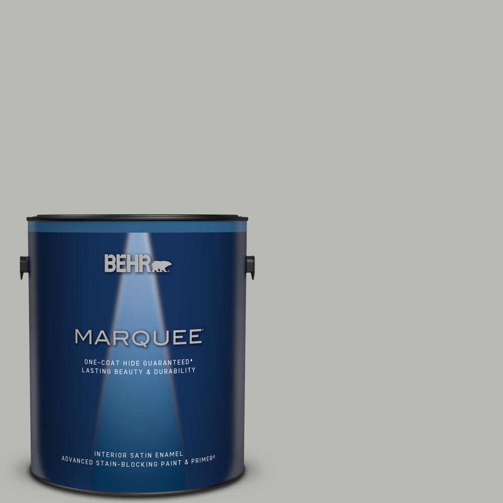 BEHR MARQUEE 1 Gal. #PPU18-11 Classic Silver One-Coat Hide Satin Enamel ...