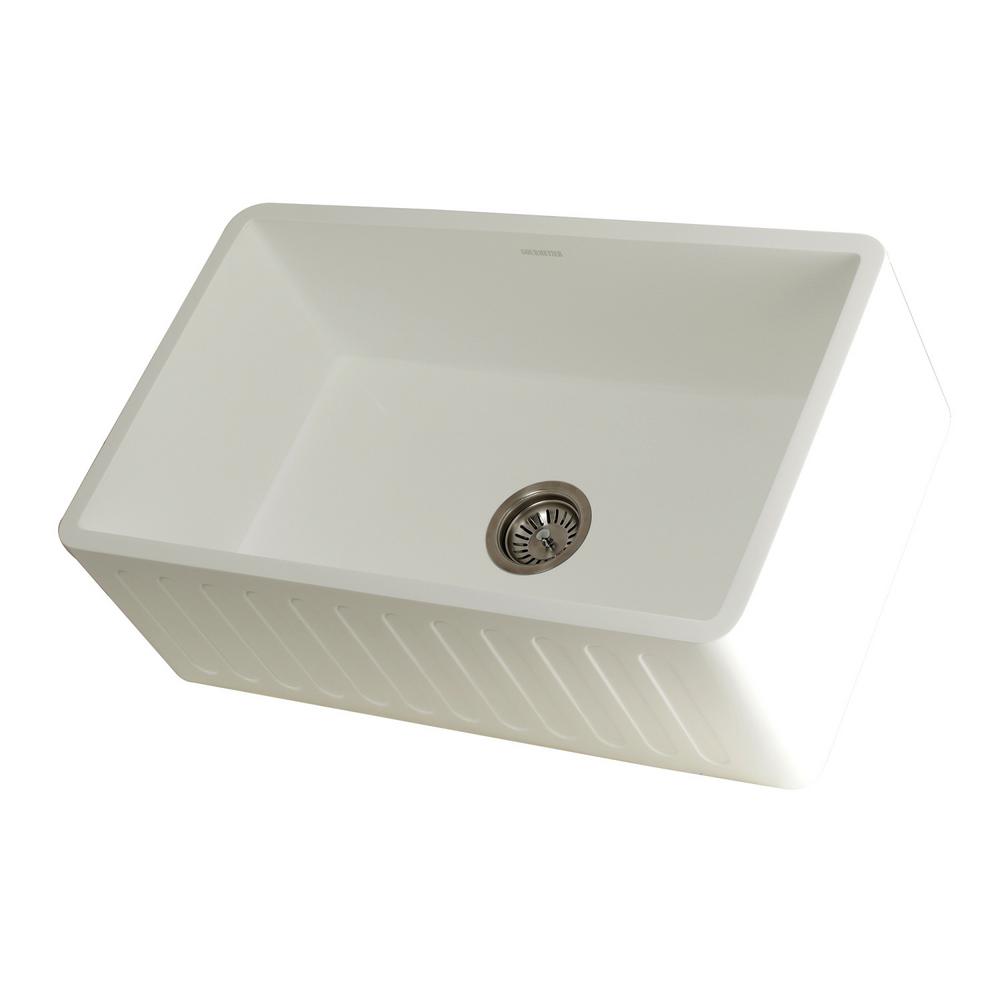 Kingston Brass Madeline Farmhouse Solid Surface White Stone 30 In Single Bowl Kitchen Sink
