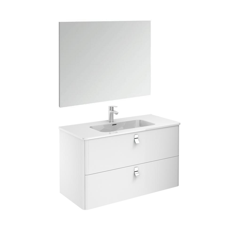 Ws Bath Collections 39 In W X 20 D 23 H Complete Bathroom Vanity Unit Gloss White With Mirror