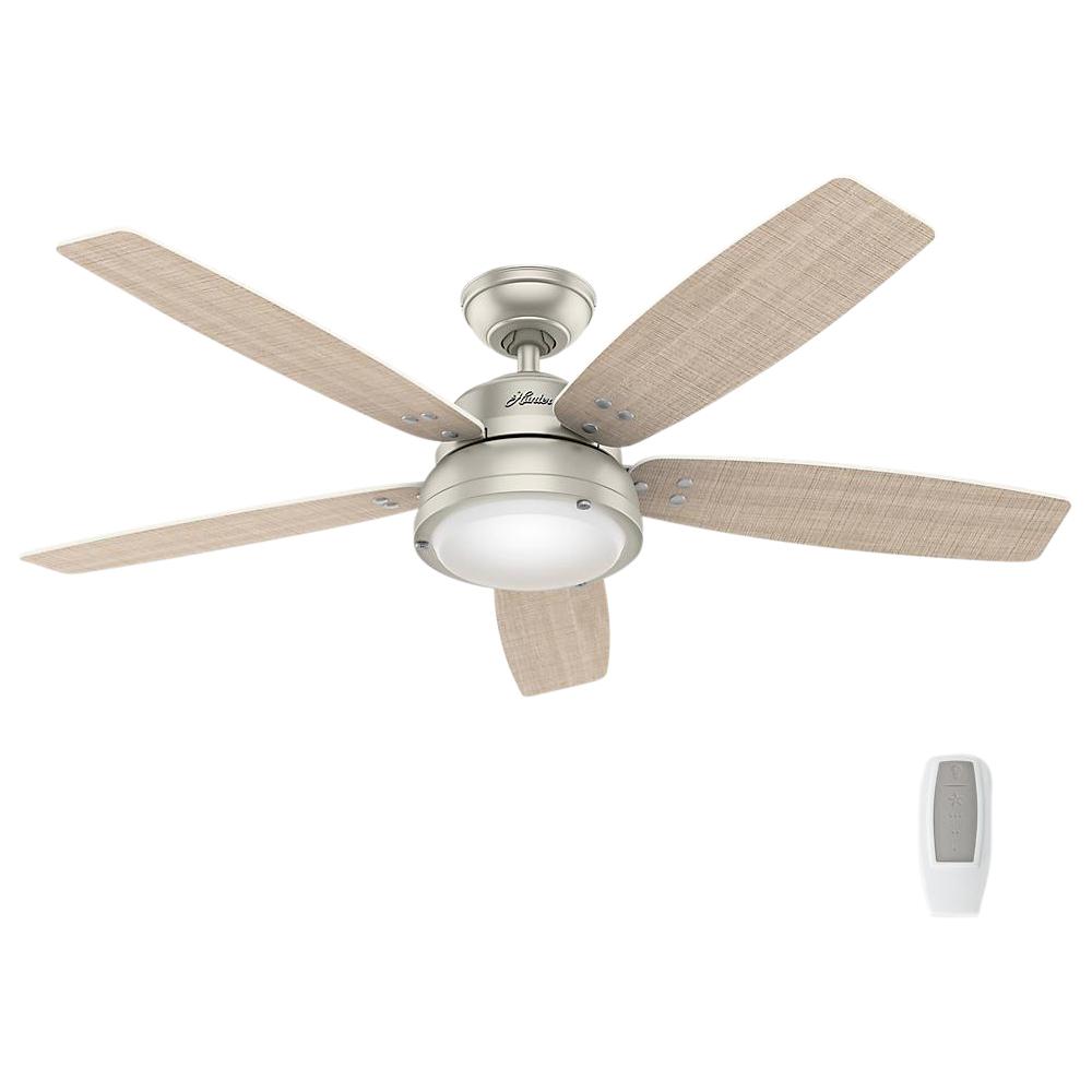 Hunter Channelside 52 In Led Indoor Outdoor Matte Nickel Ceiling Led Indoor Outdoor Matte Nickel Ceiling Fan