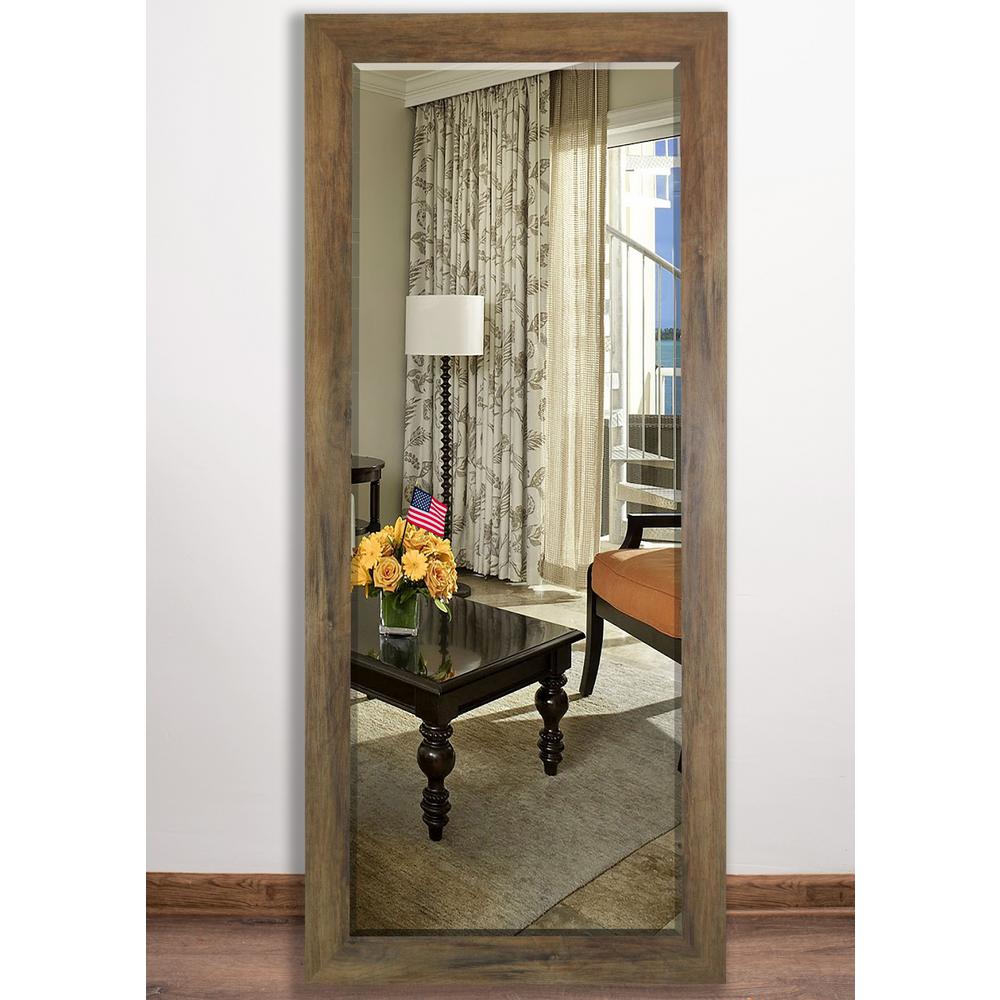 32 in. x 65.5 in. Brown Barnwood Beveled Full Body Mirror H063BT The