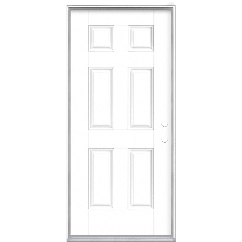 Masonite 36 In X 80 In 6 Panel Ultra Pure White Left Hand