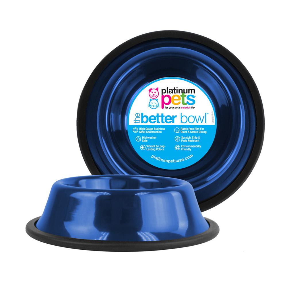 Platinum Pets 6.25 Cup NonTip Stainless Steel Dog Bowl, Sapphire Blue
