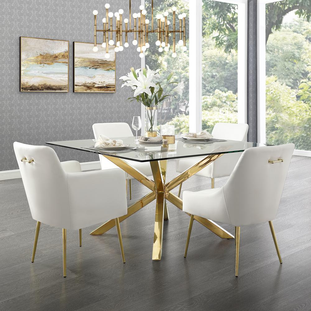 Inspired Home Capelli White Gold Pu Leather Metal Leg Armless White Gold Pu Leather Metal Leg Armless