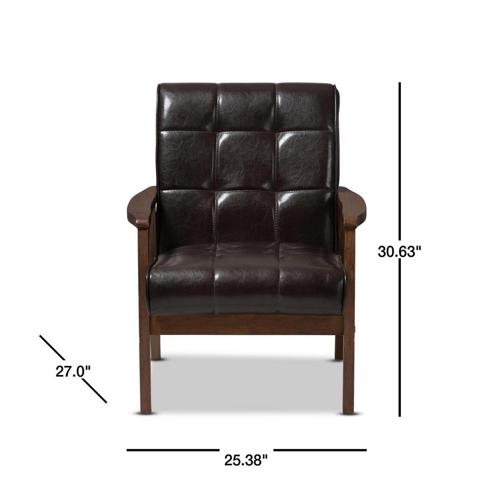 Baxton Studio Masterpiece Mid Century Dark Brown Faux Leather Upholstered Chair 28862 5404 Hd The Home Depot