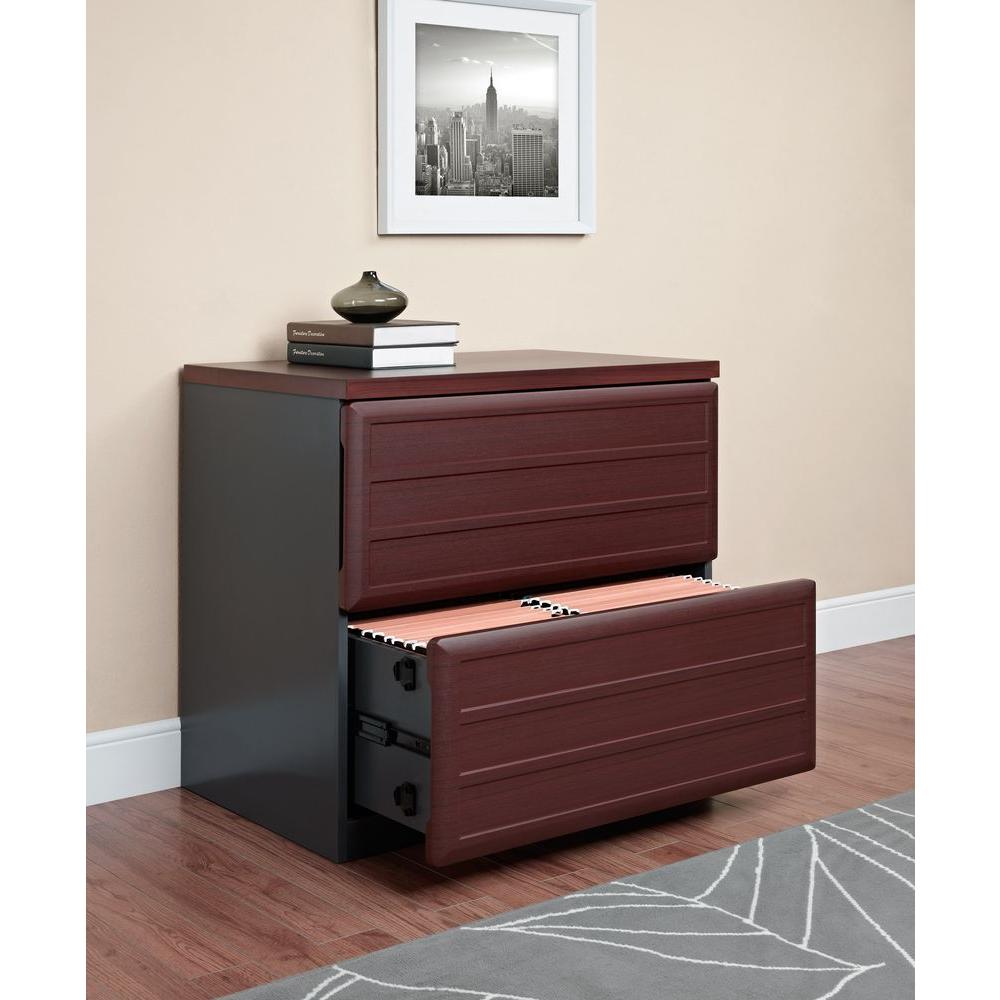 Ameriwood Home Mansfield 2 Drawer Cherry And Gray File Cabinet
