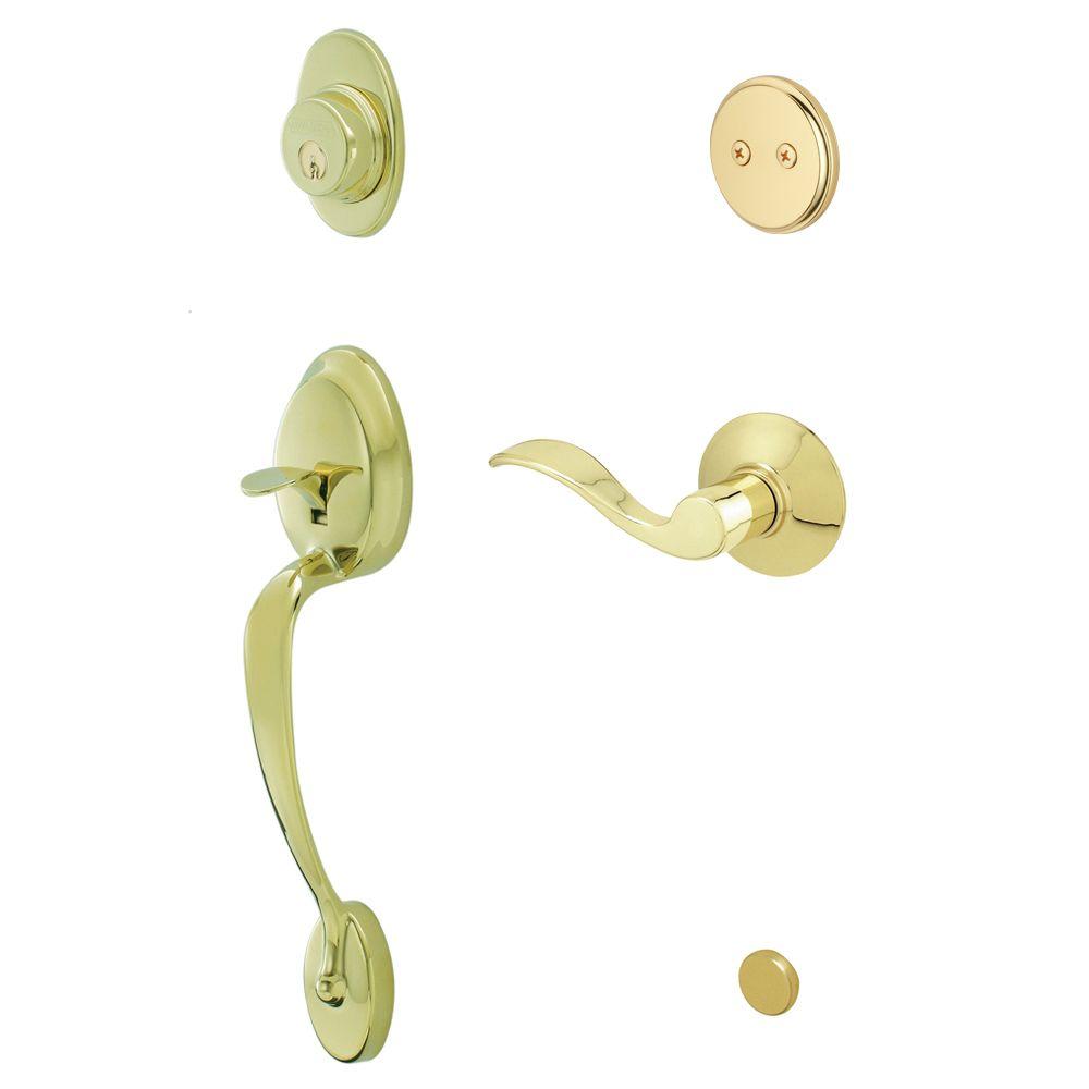 UPC 043156174492 product image for Door Locks: Schlage Door Handles Plymouth Bright Brass Right-Hand Dummy Handlese | upcitemdb.com