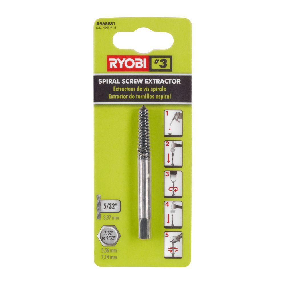 Ryobi 19/64 in. No. 3 Spiral Screw Extractor BitA96SE81 The Home Depot