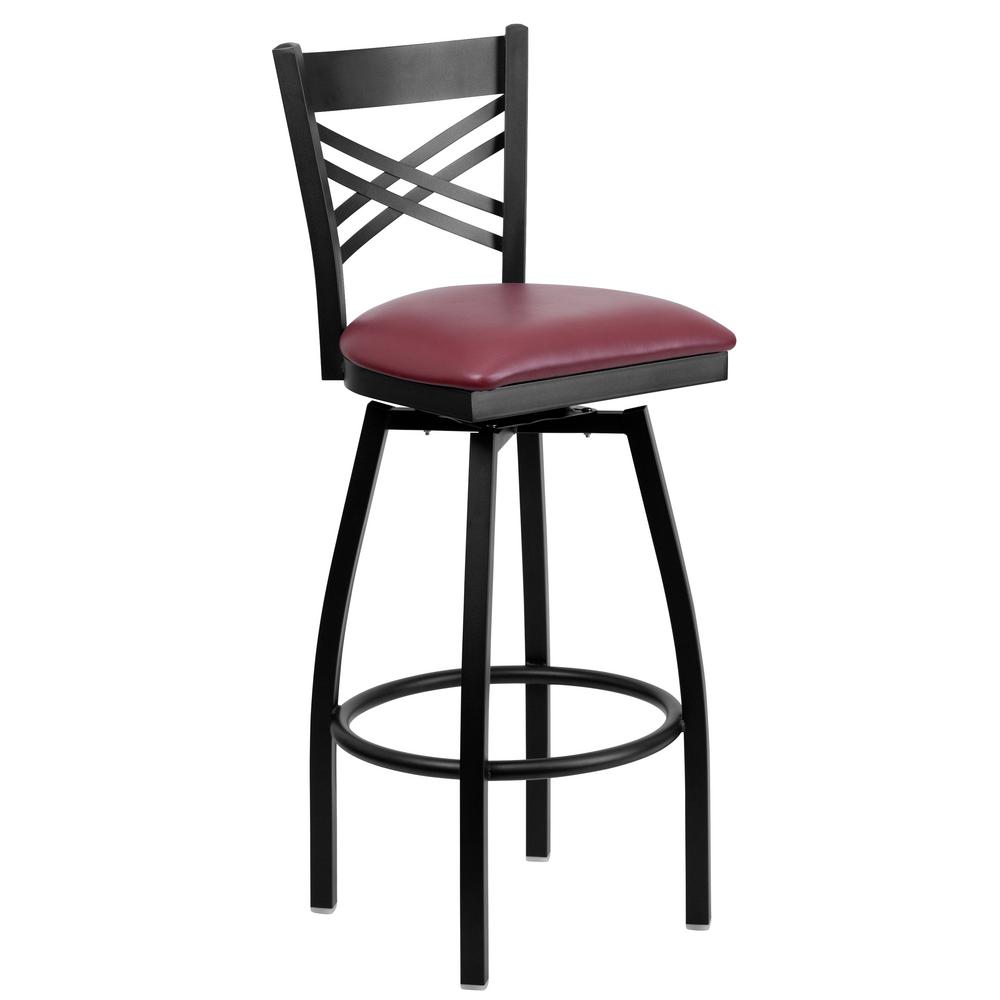 Flash Furniture 32 In Black And Burgundy Swivel Cushioned Bar Stool Flash Furniture 32 In Black And Burgundy Swivel Cushioned Bar Stool