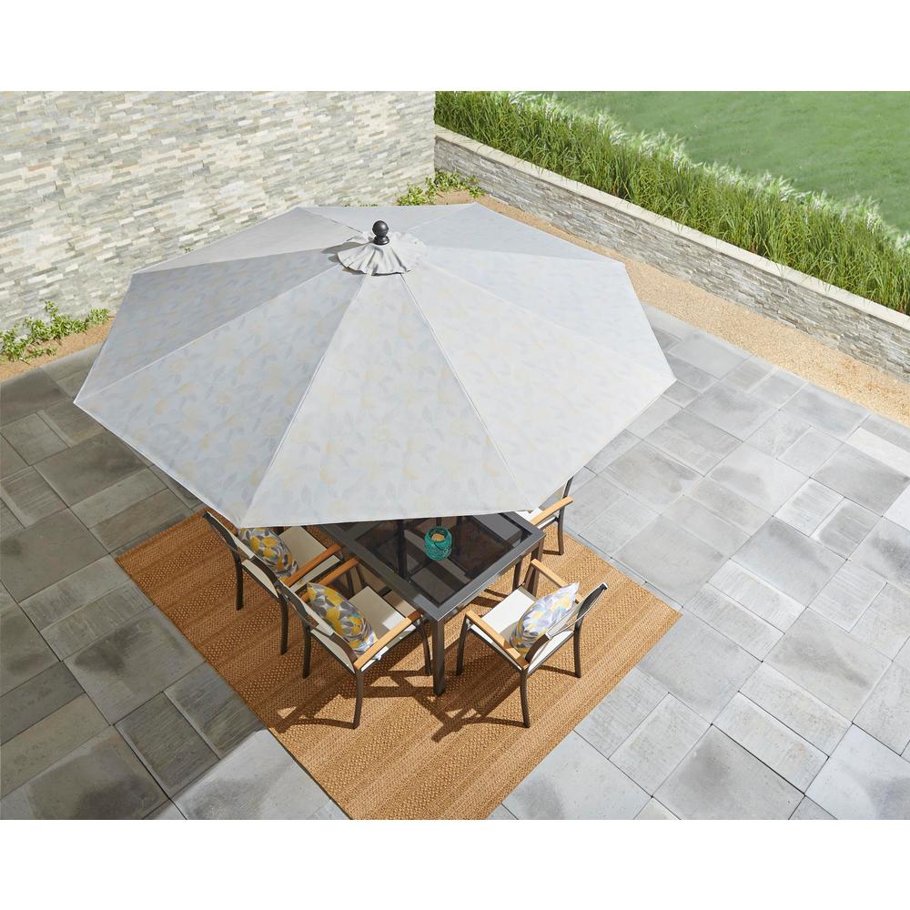 Hampton Bay 10 Ft Aluminum Auto Tilt Market Outdoor Patio Umbrella Dual Sided Lemons 9110 01131600 The Home Depot