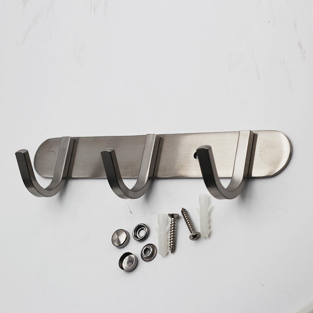 QT Home Decor 3 Round Hook Rack Modern Brushed Solid Stainless Steel