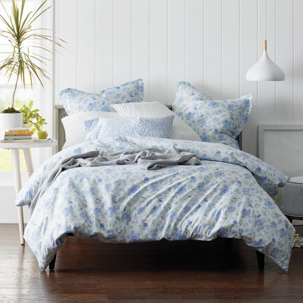 The Company Store Kirby Bouquet Bluebell Cotton Percale King Duvet