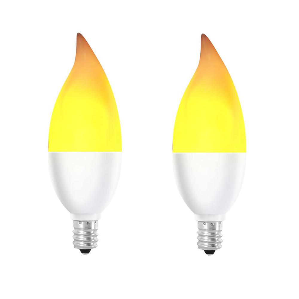 Flicker Flame Mini Light Bulbs Candelabra Base C7 3 Length Clear 6