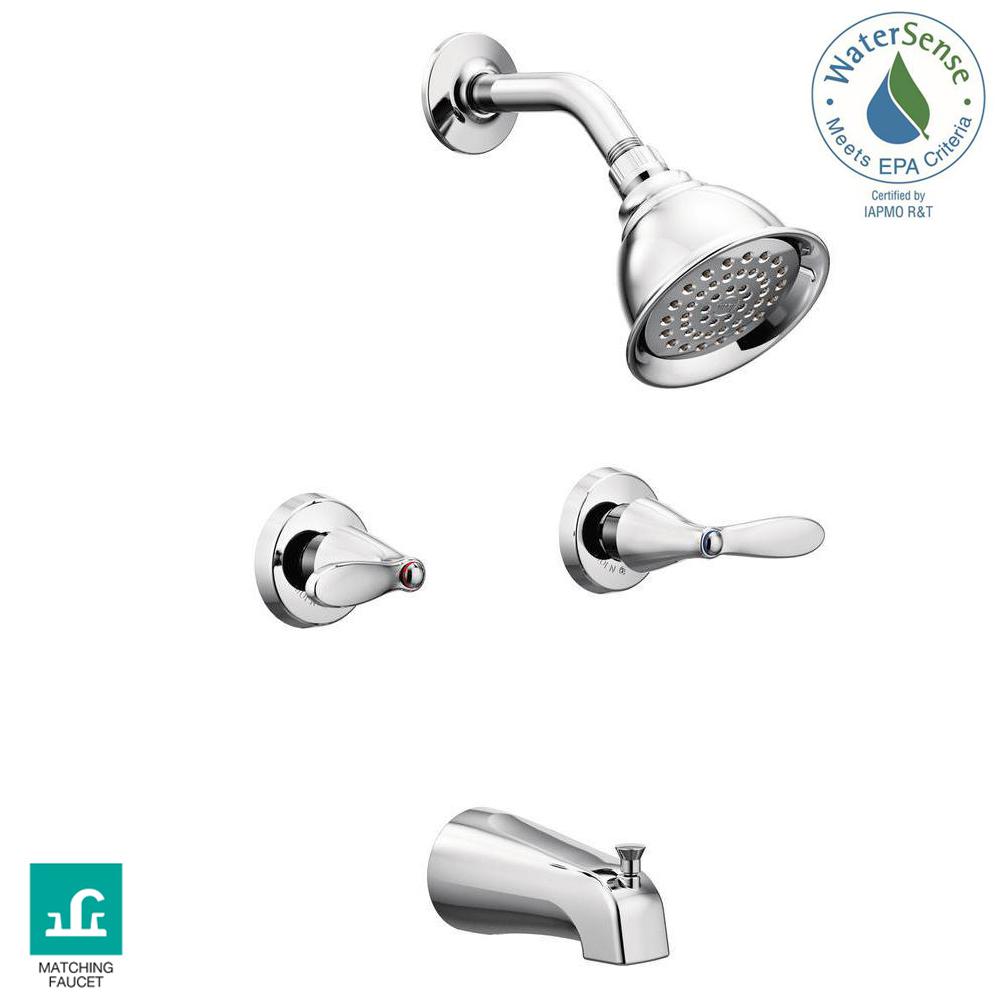 Moen Adler 2 Handle 1 Spray Tub And Shower Faucet With Valve In Moen Adler 2 Handle 1 Spray Tub And Shower Faucet With Valve In Chrome