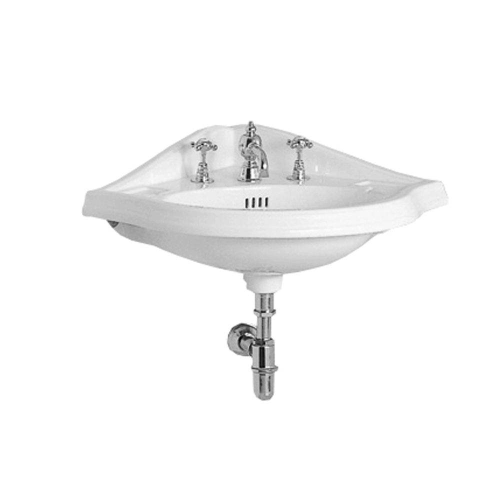 Whitehaus Collection Isabella Collection Corner Wall Mounted Bathroom Sink In White