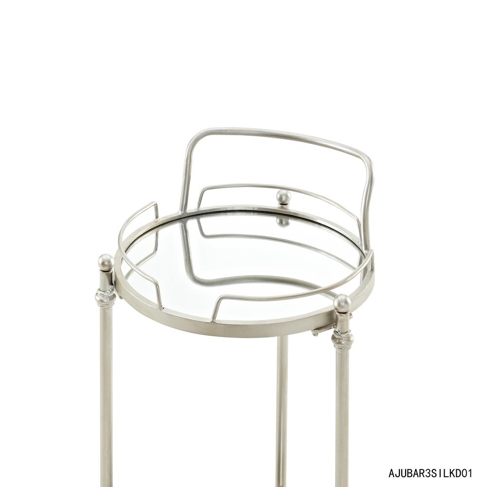 Linon Home Decor Round Silver Mirror Bar Cart Ajubar3silkd01 The Decor Round Silver Mirror Bar Cart