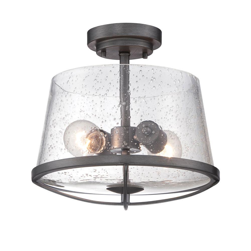 Designers Fountain Darby 2 Light Weathered Iron Semi Flush Mount