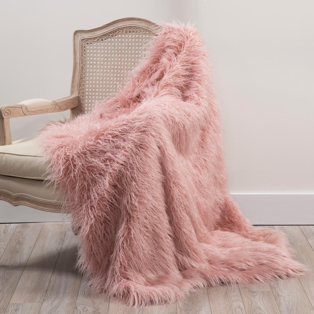 Best Home Fashion Faux Mongolian Lamb Fur 84 In L Pink Throw Throwlamb 84 Pink The Home Depot 