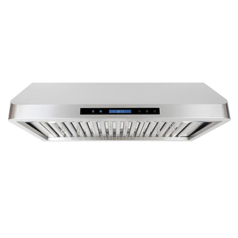 Cosmo 36 In Ducted Under Cabinet Range Hood Stainless Steel With Ducted Under Cabinet Range Hood In Stainless Steel With Touch Display