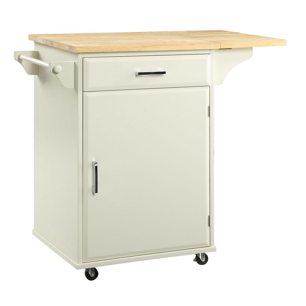 Costway Brown Kitchen Cart with Natural Wood Top and Wine Rack