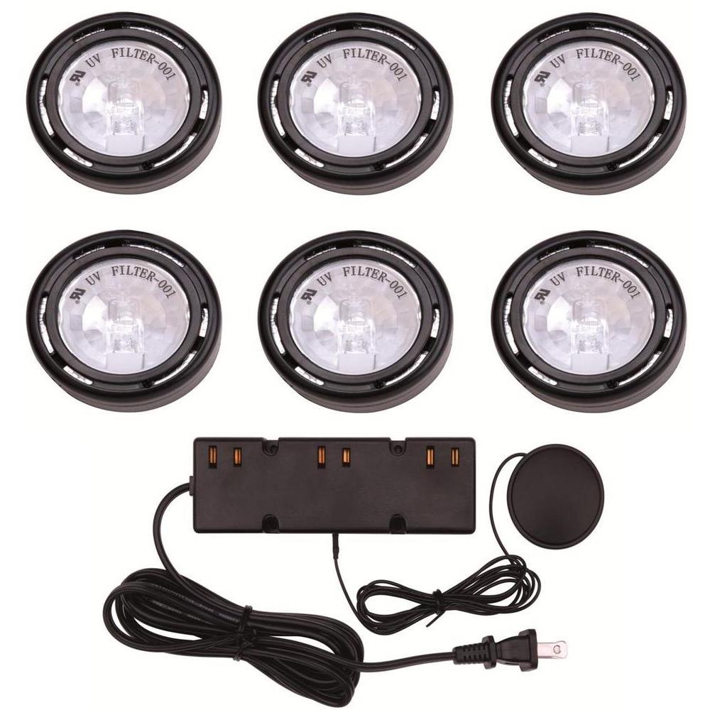 Hampton Bay 6 Light Xenon Black Under Cabinet Puck Light Kit