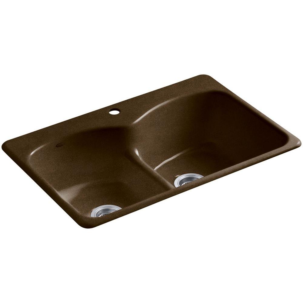 Kohler Langlade Smart Divide Drop In Cast Iron 33 1 Hole Double Kohler Langlade Smart Divide Drop In Cast Iron 33 1 Hole