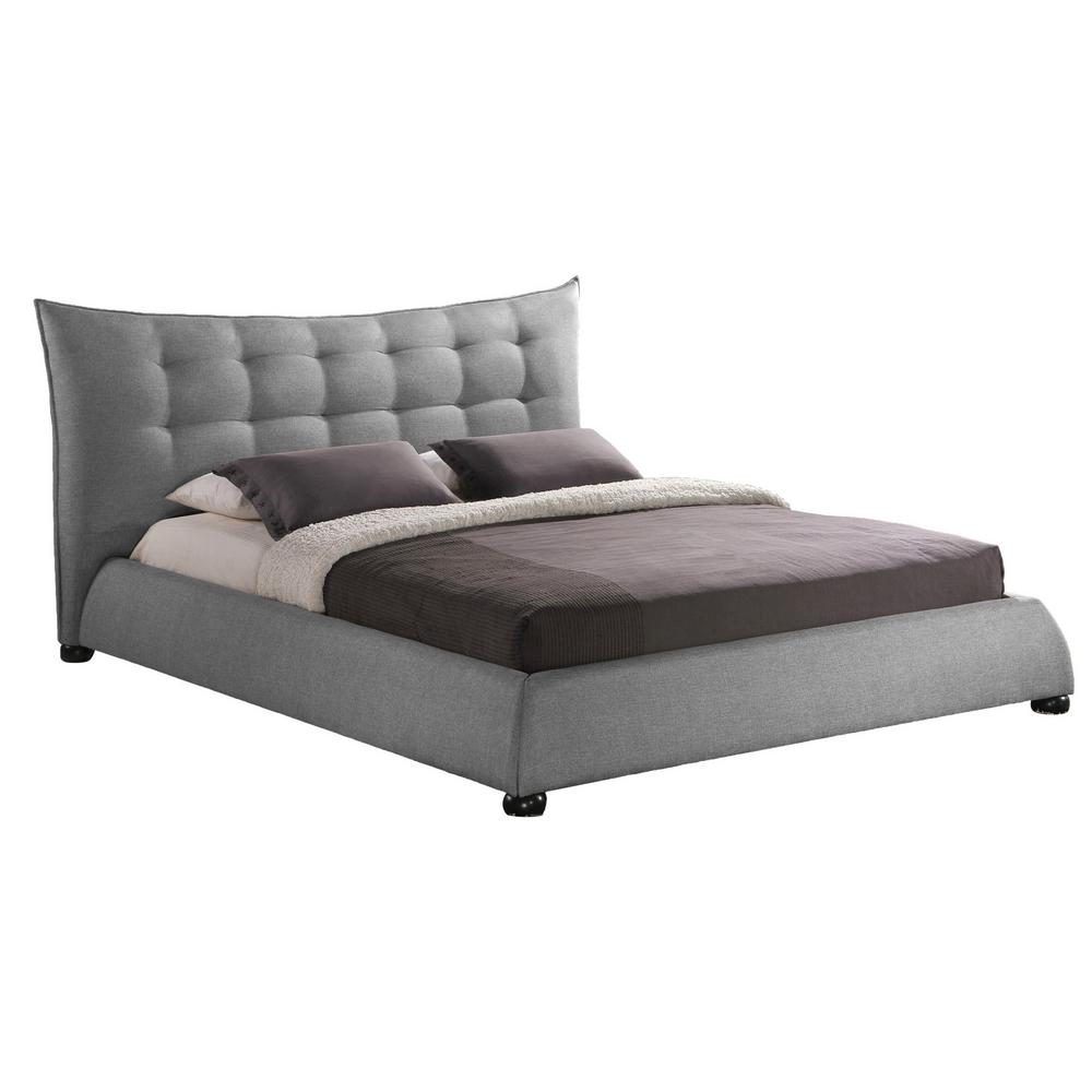 Faux Leather Bedroom Furniture The Home Depot Marguerite Transitional Gray Fabric Upholstered King Size Bed