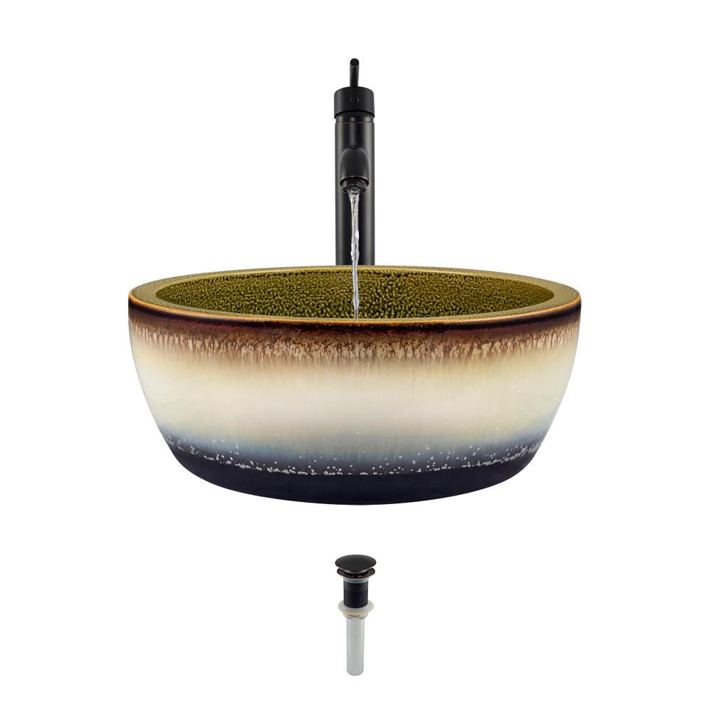 Mr Direct Ceramic Vessel Sink In Black And White With 718 Faucet