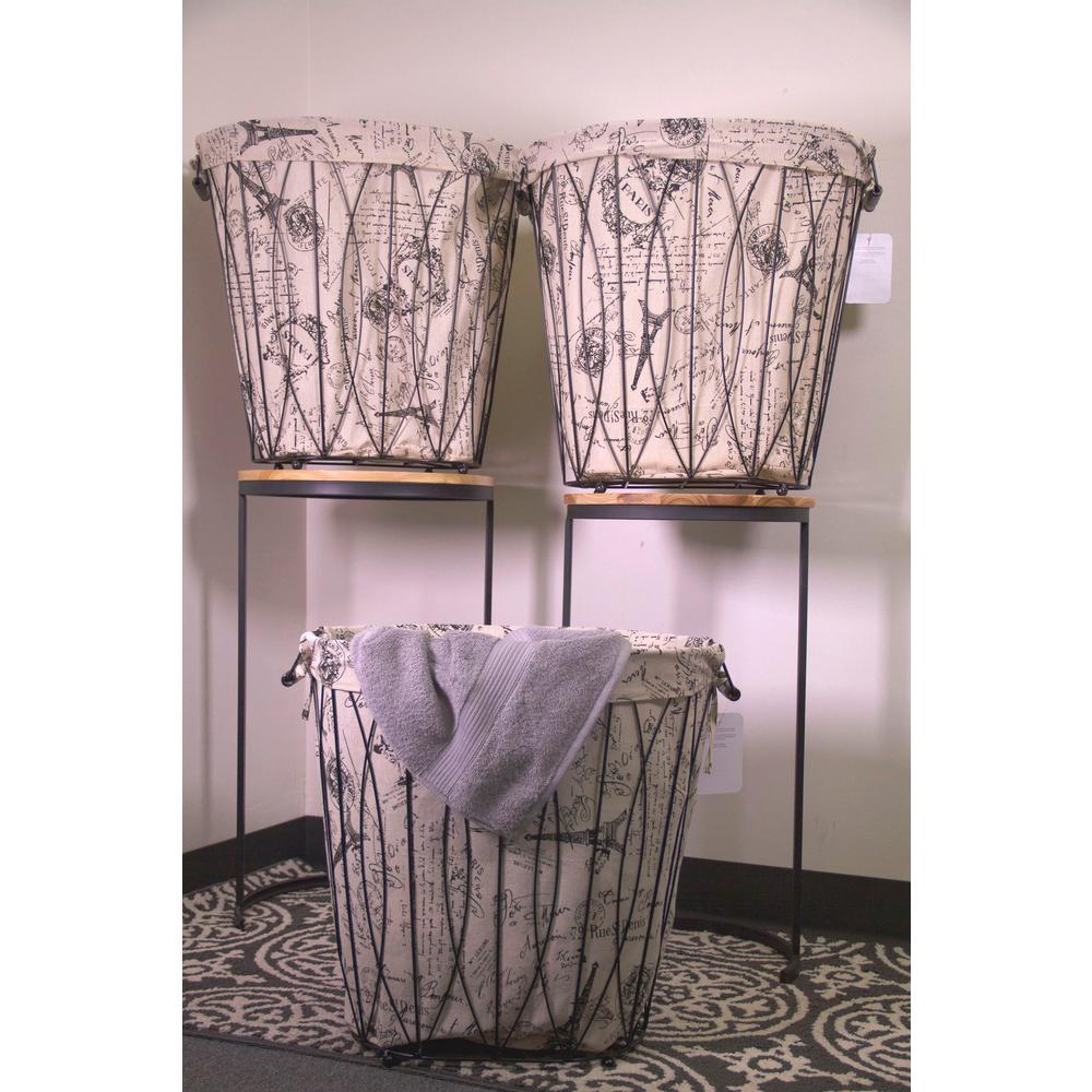 JIA HOME 3Piece Tapered Round Metal Ayan Hamper with Fabric Liner