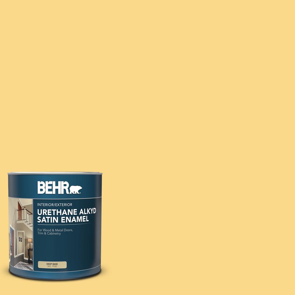 BEHR 1 qt. P2804 Surfboard Yellow Satin Enamel Urethane Alkyd