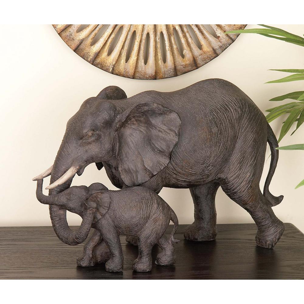 9 in. x 14 in. Decorative Elephant Sculpture in Colored Polystone