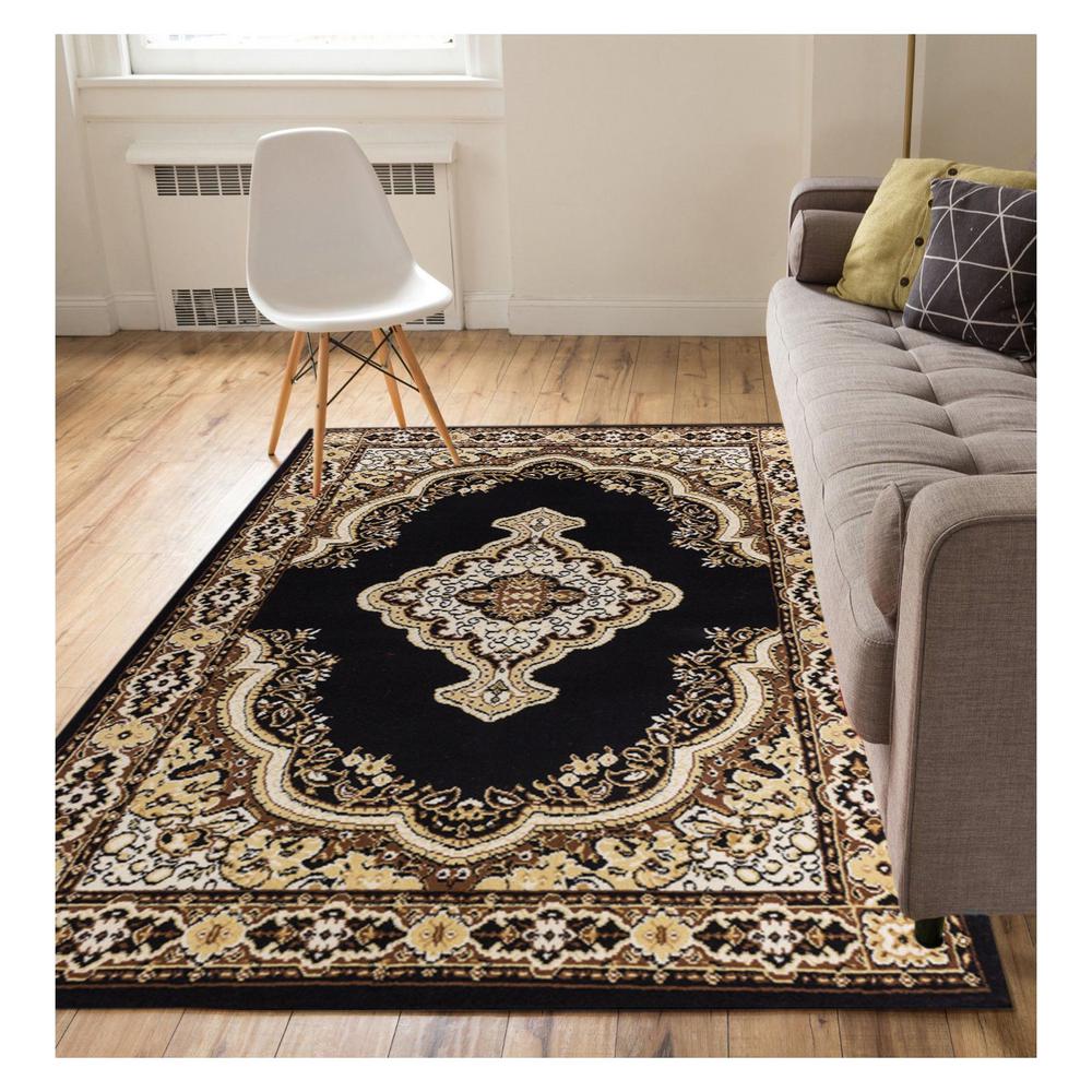 Well Woven Miami Tehran Traditional Medallion Black 8 Ft X 10 Ft Area   Black Well Woven Area Rugs 85737 64 1000 