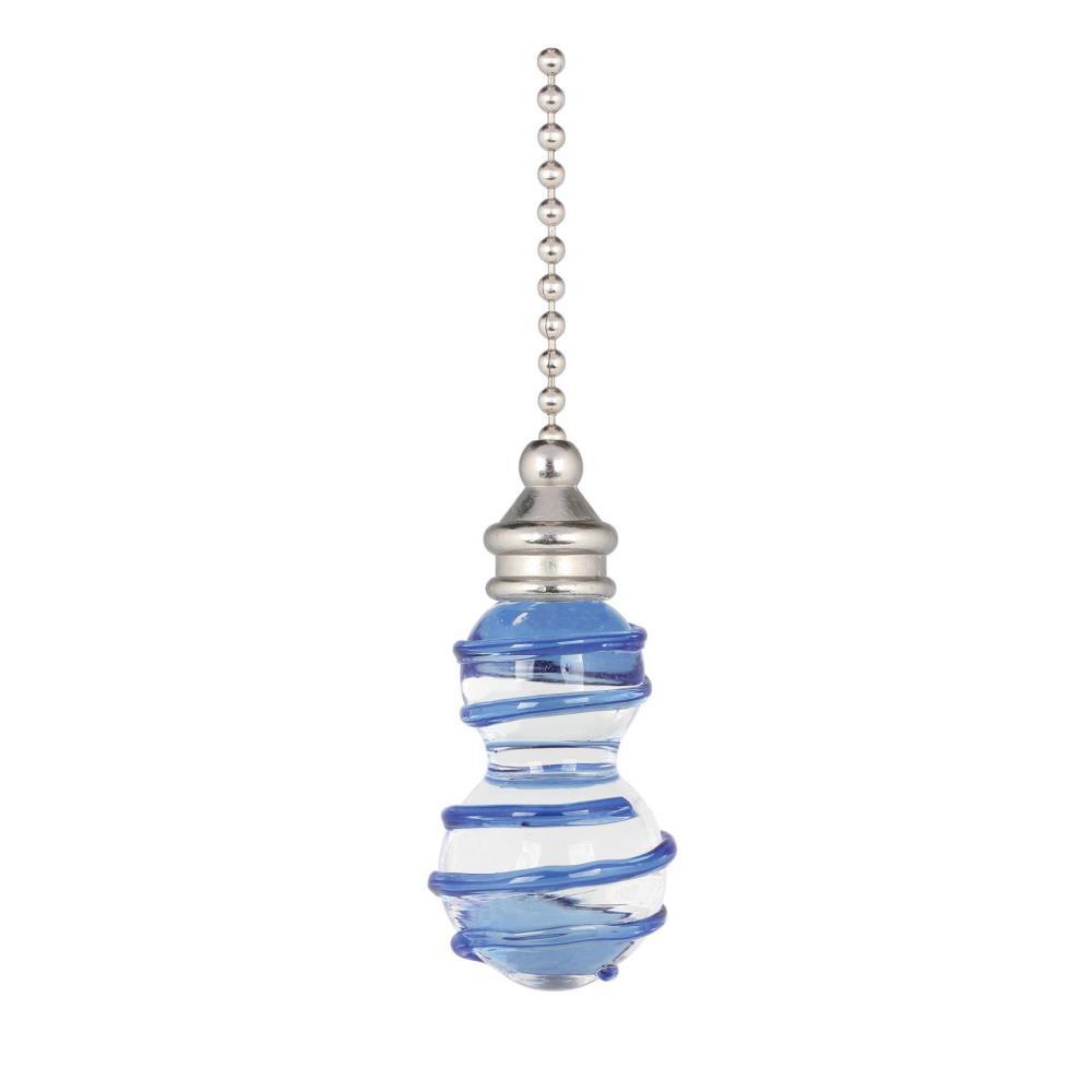 12 In Clear And Blue Drizzle Glass Pull Chain