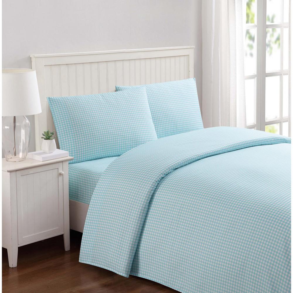 Best Rated Sheet Set Special Values Bed Sheets Pillowcases Everyday Gingham Aqua Twin Sheet Set