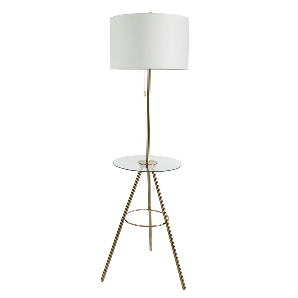 Silverwood Furniture Reimagined Elijah 53 5 In Gold Tripod Base Floor Lamp With Tray Table