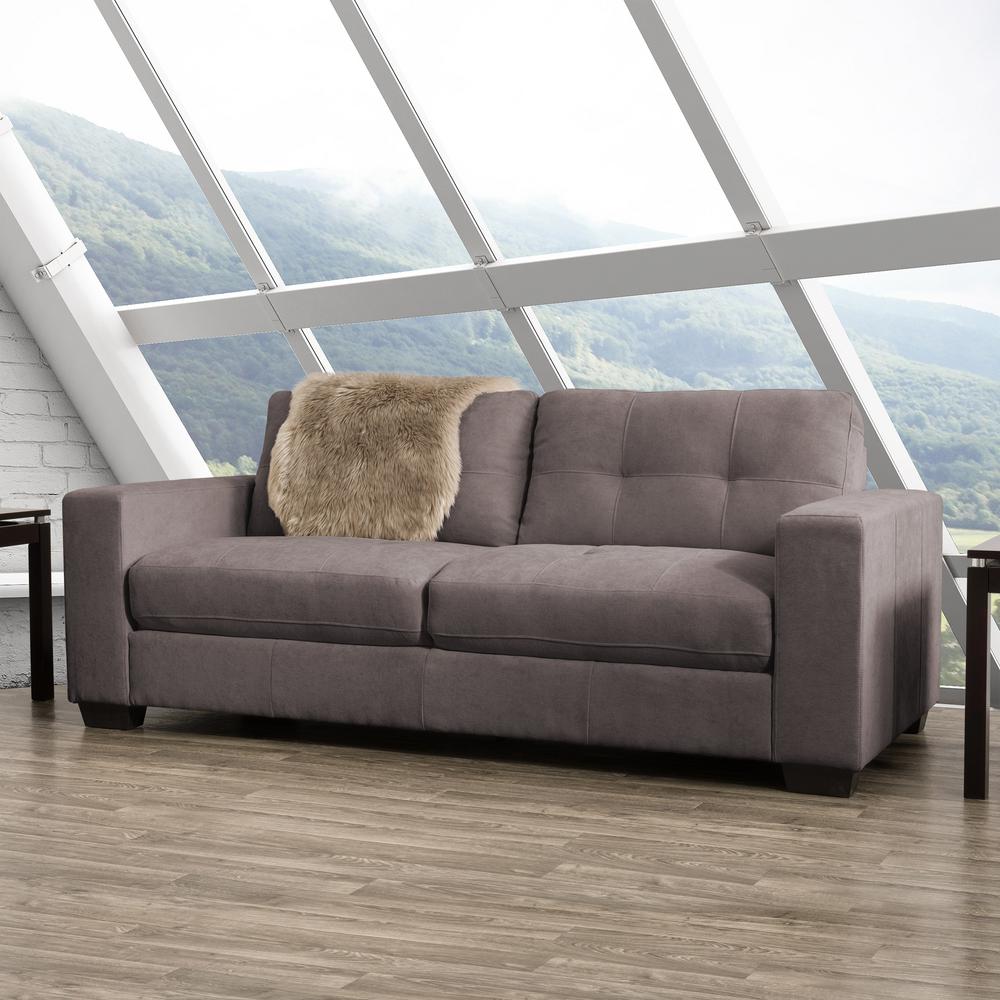 Corliving Club Tufted Grey Chenille Fabric Sofa Lzy 131 S