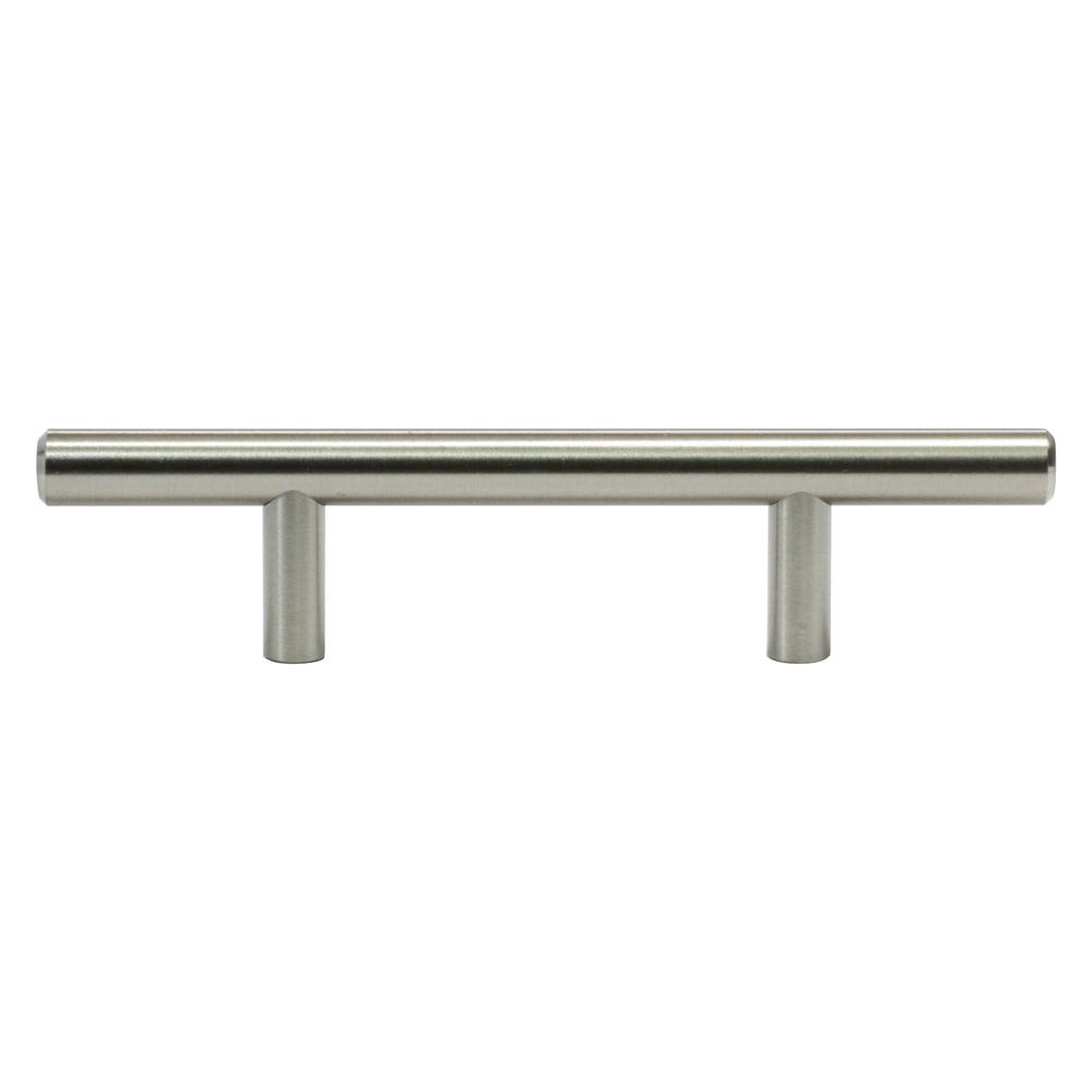 Rok Drawer Pulls Cabinet Hardware The Home Depot 76 Mm Center To Brushed Nickel Kitchen