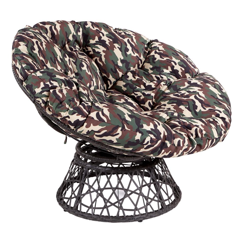 Osp Home Furnishings Papasan Chair With Camo Cushion And Black