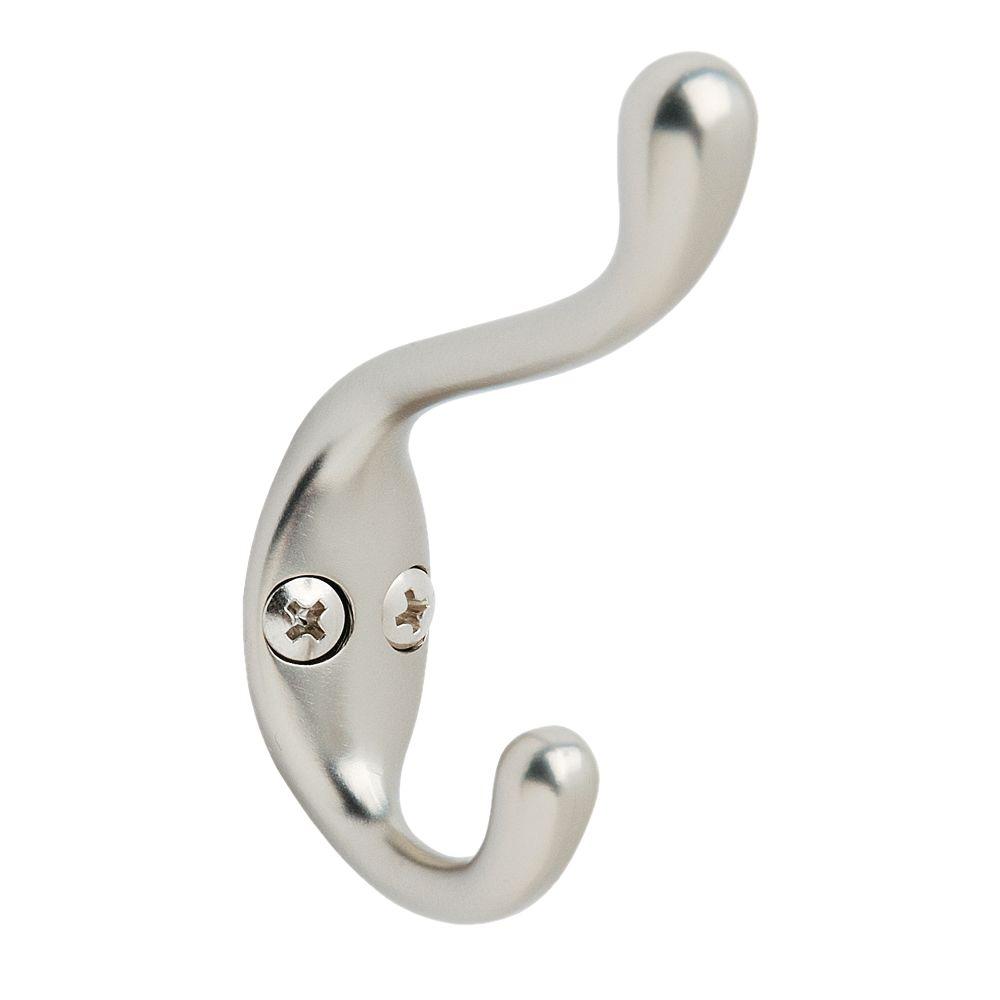 Amerock 20 lb. Brushed Nickel Medium Double Coat and Hat Hook-H55445S ...