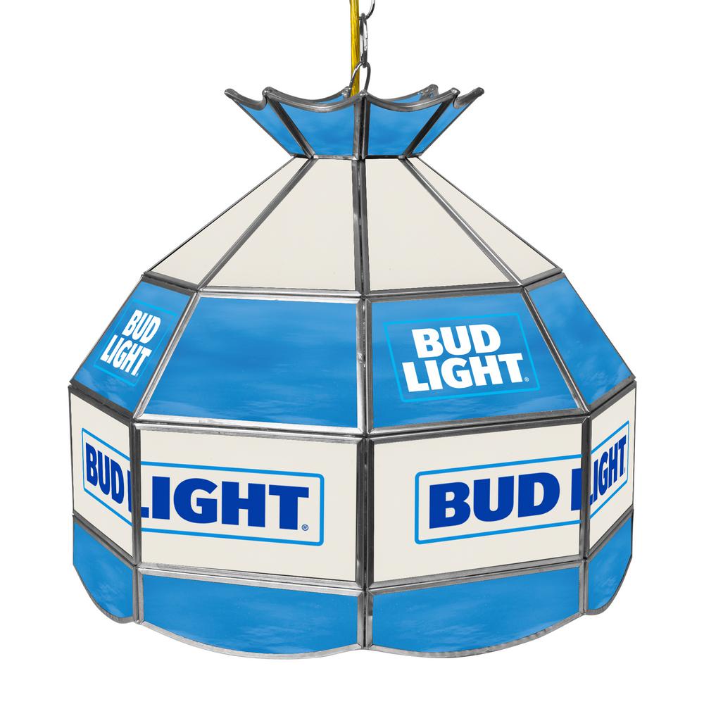 Trademark Bud Light 16 in. Silver Hanging Tiffany Style Billiard Lamp