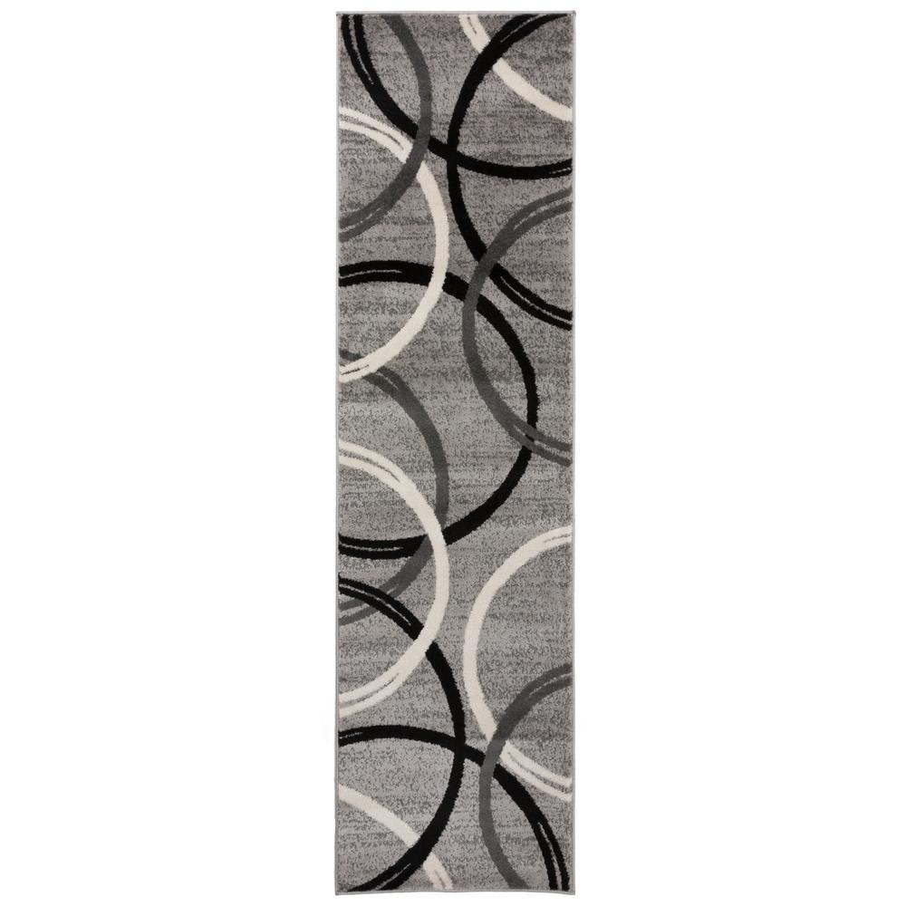 Modern Abstract Circles Design Area Rug 2' x 7' 2" Gray